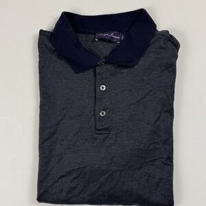 Ralph Lauren Purple Label Shirt Mens XL‎ Navy Gray Houndstooth Polo Short Sleeve